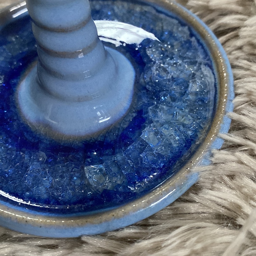 PALOMA POTTERY RECYCLED GLASS GLAZED POTTERY RING HOLDER JEWELRY DISH EUC - Picture 5 of 6